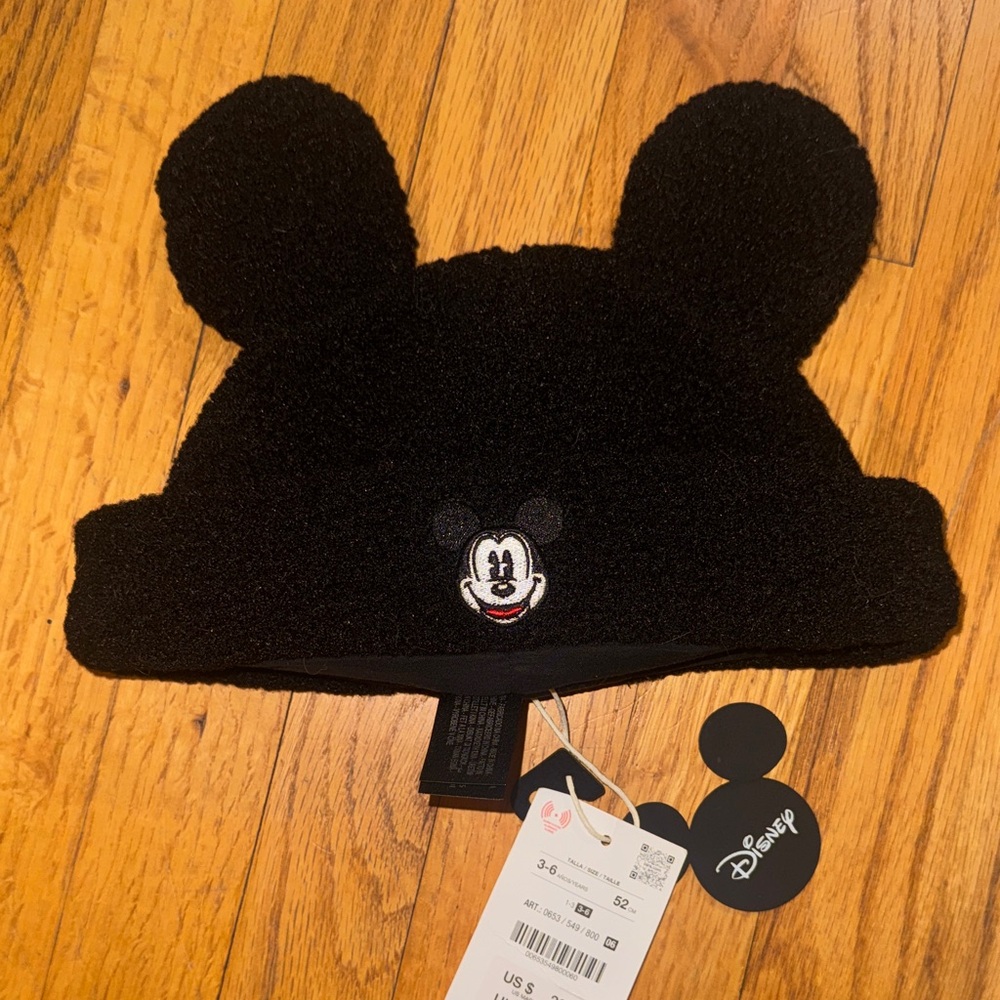 Zara Black Kids Mickey Hat with Mouse Ears